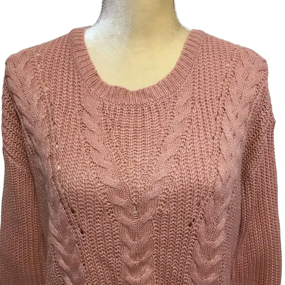 Crave Fame NWT Rose Pink Knit Sweater Juniors L